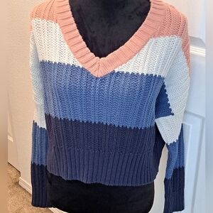 Aeropostale Colorblock  Cropped Knit Sweater Size XL